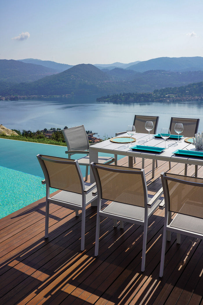 Tavolo Allungabile da Giardino 200/300x100x75 cm Nettuno in Alluminio Bianco