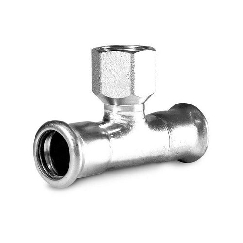 TI CON DERIVAZIONE FILETTO F A PRESSARE IN ACCIAIO CARBONIO- 3/4 x 42 x 42- ATUSA- pezzi 1