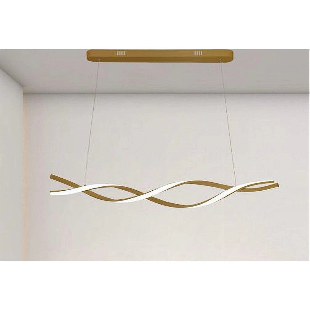 Trade Shop - Lampadario Led A Sospensione 48w Oro Spirale Ondulato Vortice Intrecciato Luce 6500k 32514 -