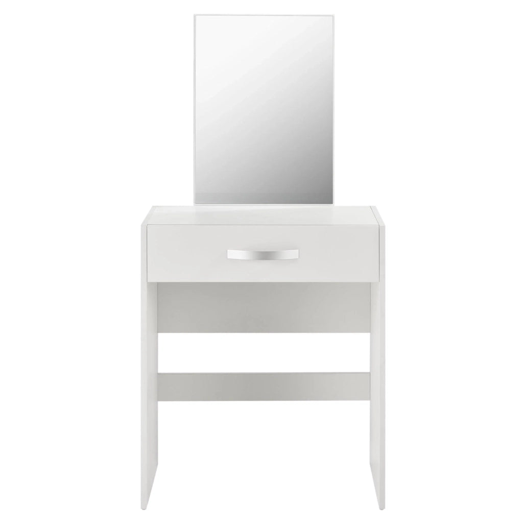 Toeletta con specchio cassetto sgabello cassettiera da parrucchiere 132 cm bianco 03_0005019