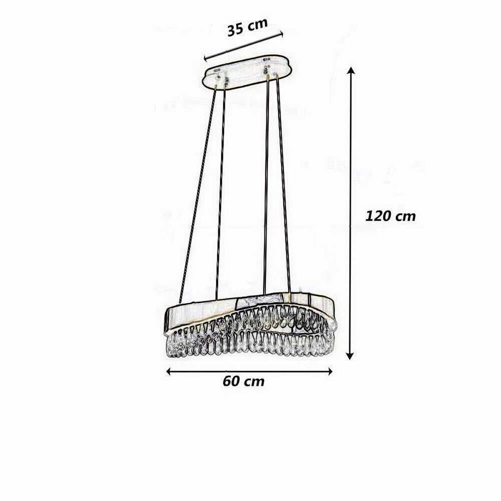 Trade Shop - Lampadario Led A Sospensione Oro 35 W Con Cristalli Contemporaneo Luce 6500k B78 -