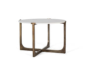 Tavolino con base in metallo e piano in marmo
