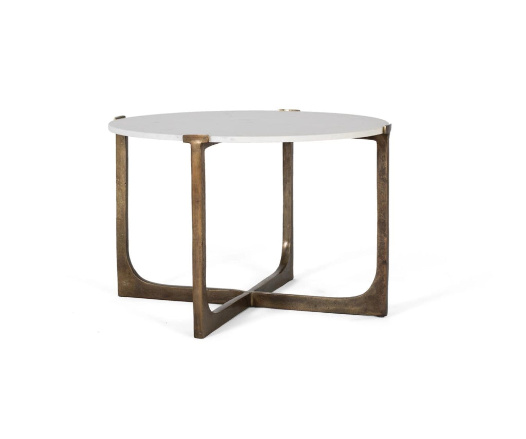 Tavolino con base in metallo e piano in marmo