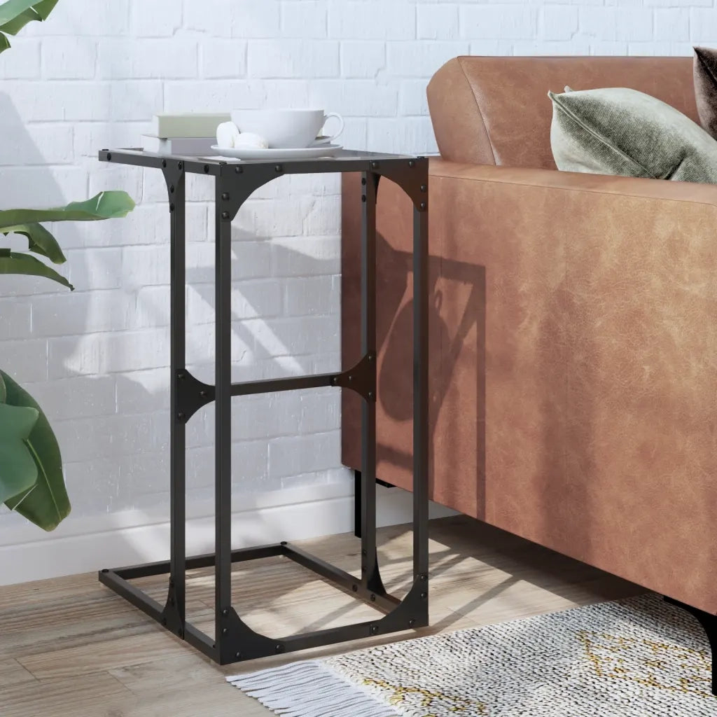 Tavolino con Vetro-Tavolino da soggiorno-Tavolo Trasparente 40x30x61,5cm in Acciaio