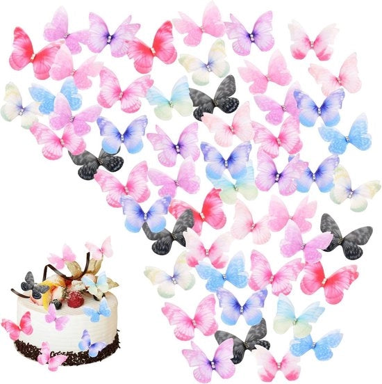 100 pezzi di farfalle tridimensionali - per ricamo - decorazione appesa - farfalle in organza 3D.