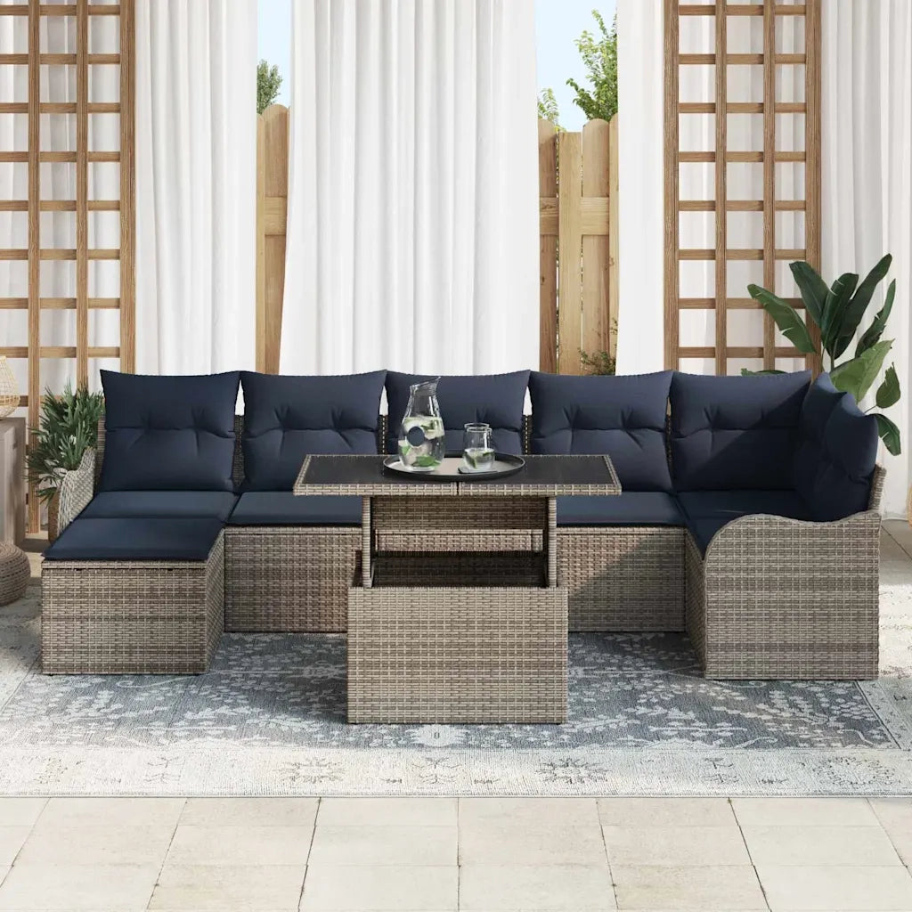 Set Divano da Giardino 8 pz Grigio Poly Rattan 3348511
