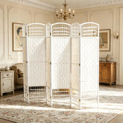 PARAVENTO Pieghevole a 6 Pannelli 242x170 cm Bianco in Carta e Legno Massello