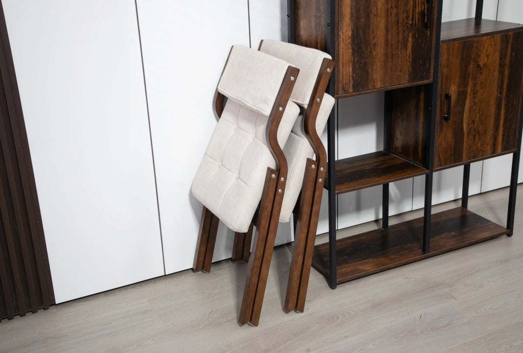 Set 2 Sedie Pieghevoli in Legno Imbottite Color Crema