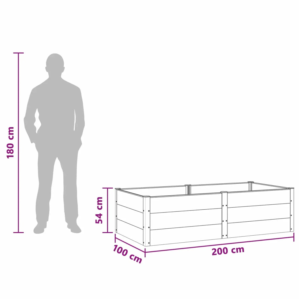 Letto rialzato da giardino Marrone 200 x 100 x 54 cm alluminio 42039006