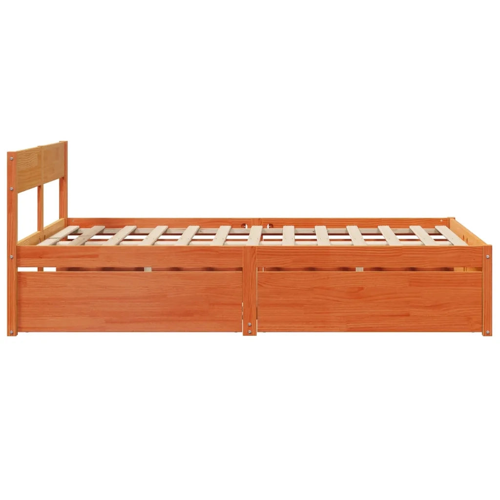 Letto senza Materasso Marrone Cera 135x190 cm in Legno di Pino