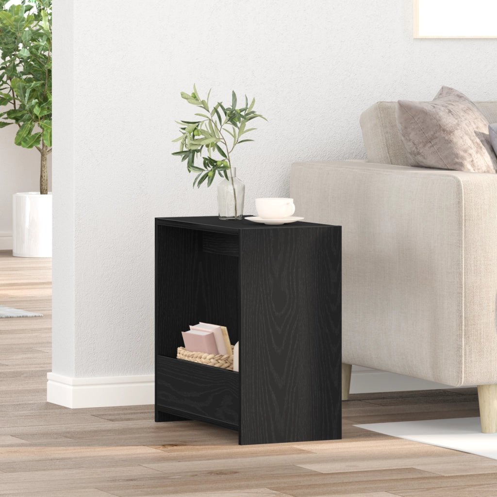 Tavolino Nero Faggio 50x26x50 cm Legno Ingegnerizzato
