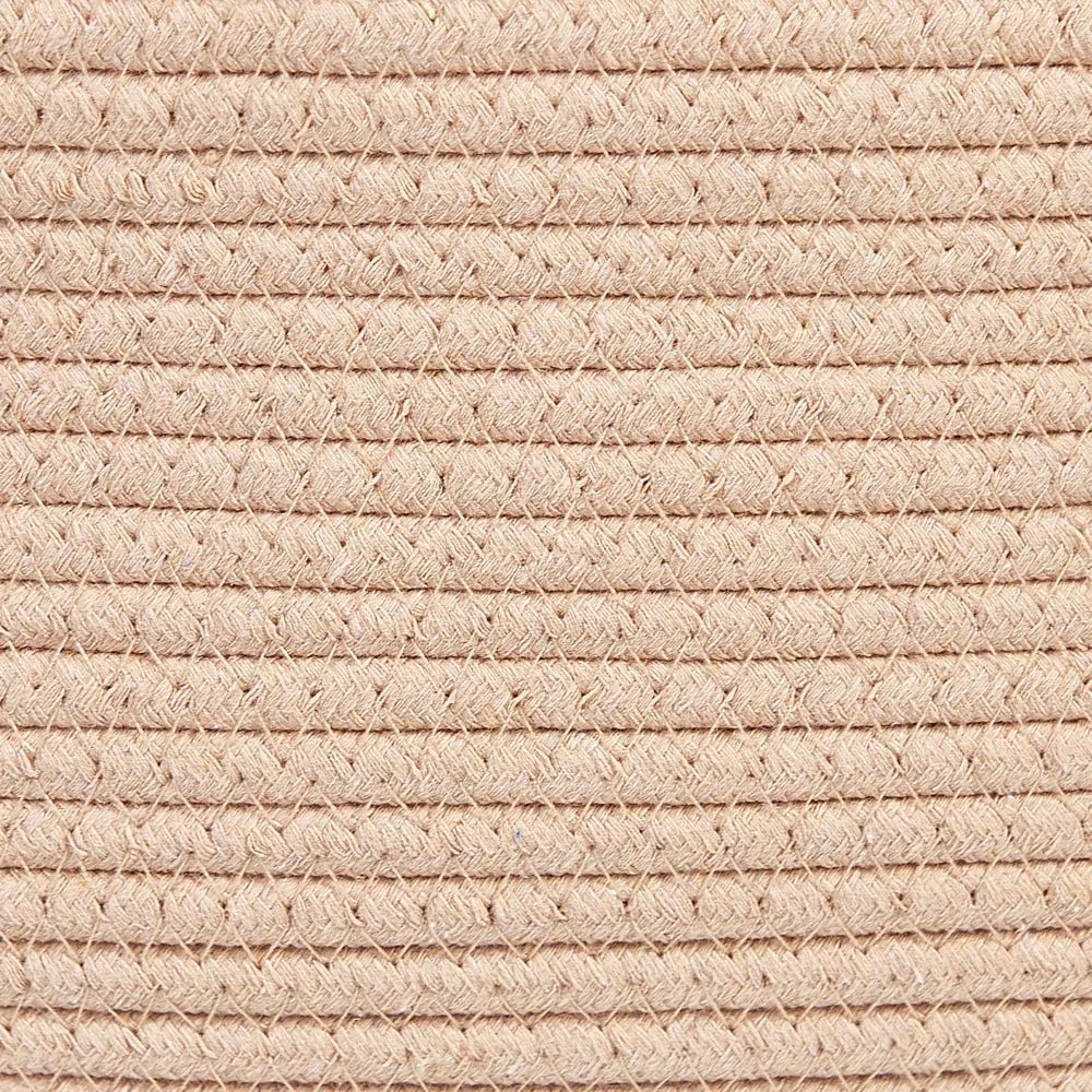 Set di 2 ceste portaoggetti in cotone beige realizzati a mano con maniglie in pelle
