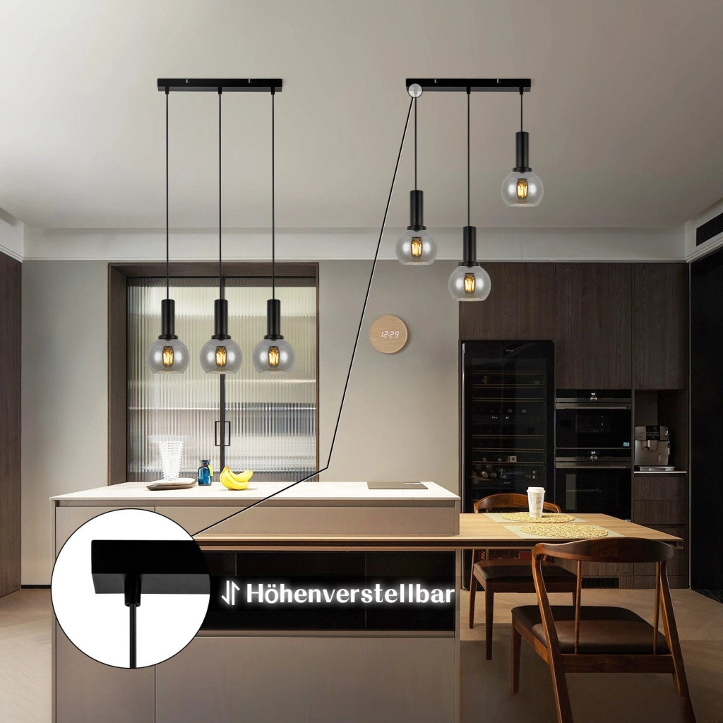 Lampada a sospensione ZMH da sala da pranzo a 3 fiamme E27 lampada a sospensione retr¨° in vetro camera da letto bar
