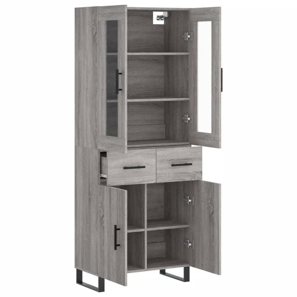 Credenza Grigio Sonoma 69,5x34x180 cm in Legno Multistrato 3198559