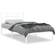 Letto singolo | Letto per adulti | Giroletto con Testiera Metallo Bianco 100x200 cm