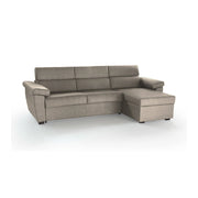 Priverno, Divano Letto con Penisola Sfoderabile Made in Italy, 285x160 cm Grigio Tortora