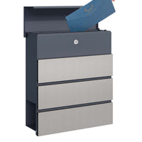 Toboli Cassetta postale con porta giornale, antracite e acciaio inox V64 montaggio a parete