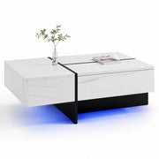 TAVOLINO DA SALOTTO 100x50x34,5 cm Bianco Lucido, 3 cassetti, LED App