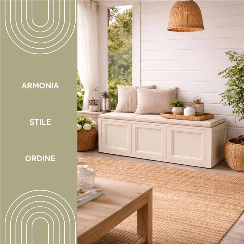 BAULE 3 MODULI ANGORA 125X40X42 CM – CONTENITORE DA ESTERNO COPERTO MULTIUSO PER BALCONE, TERRAZZO E GIARDINO