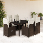 vidaXL Set Bistrò da Giardino 7 pz con Cuscini in Polyrattan Marrone