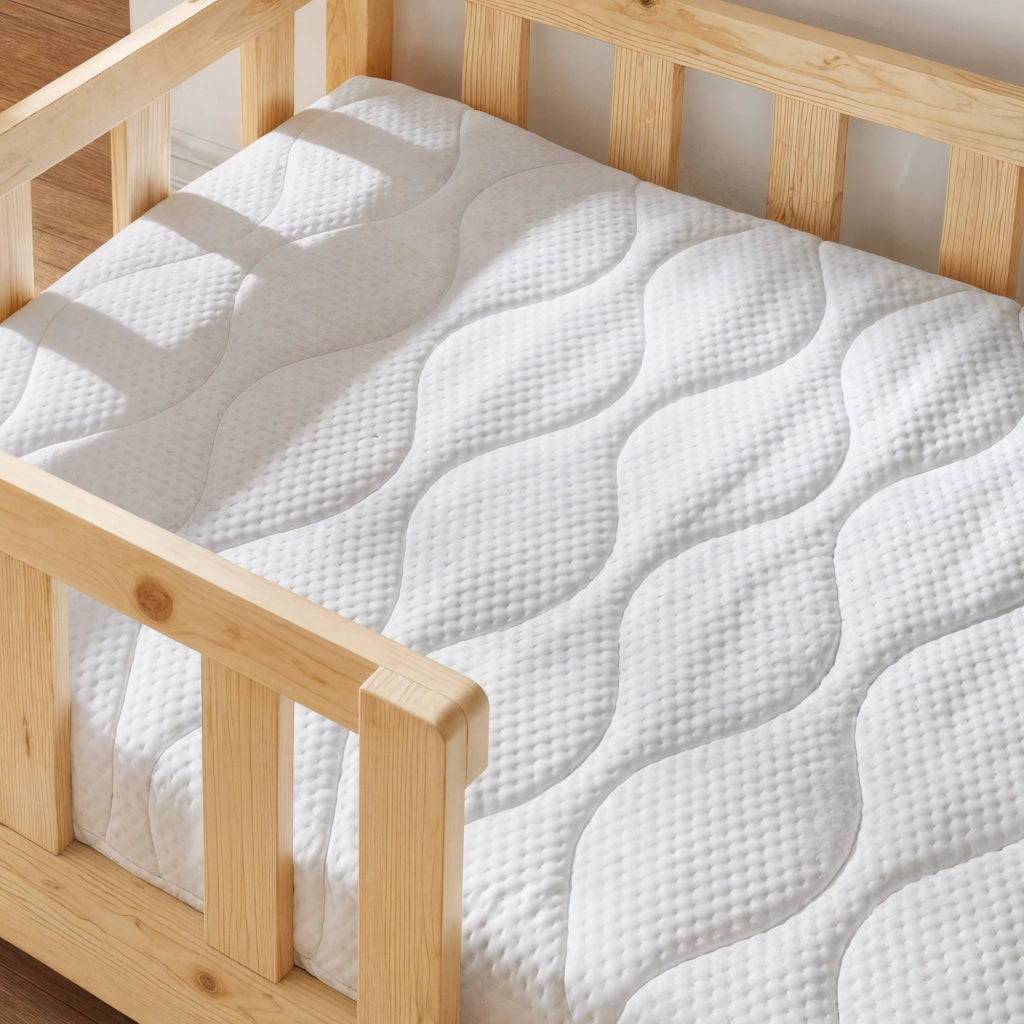 Letto per Cameretta Treviolo a Forma di Casetta in Stile Montessori con Materasso 90x200 cm - Color Naturale [en.casa]