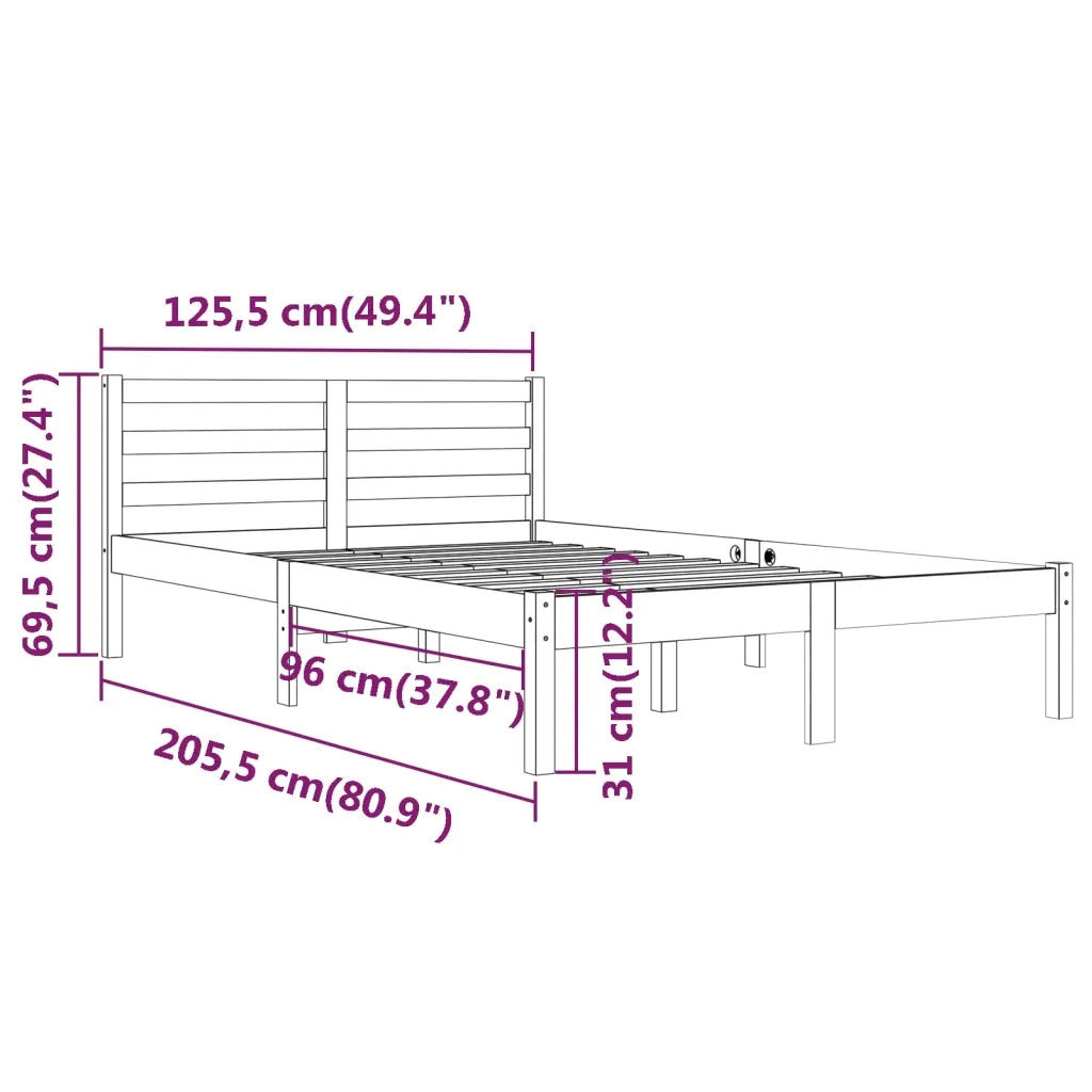 Giroletto-Struttura Letto in Legno Massello di Pino 120x200 cm Bianco