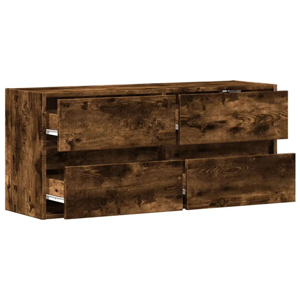 Mobile TV a Parete con Luci LED Rovere Fumo 100x31x45 cm