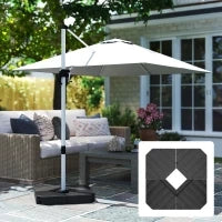 Set 4 Mattonelle Base per Ombrellone a Braccio Riempibili con Acqua o Sabbia fino a 80 kg, Nero
