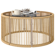 Tavolino da caff¨¨ in polirrattan con piano in vetro temperato ¨C zephmum ¨C marrone 70x70x33 cm