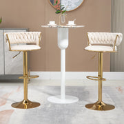 Set 2 sgabelli da bar girevoli 360° in velluto con altezza regolabile, seduta imbottita, base oro