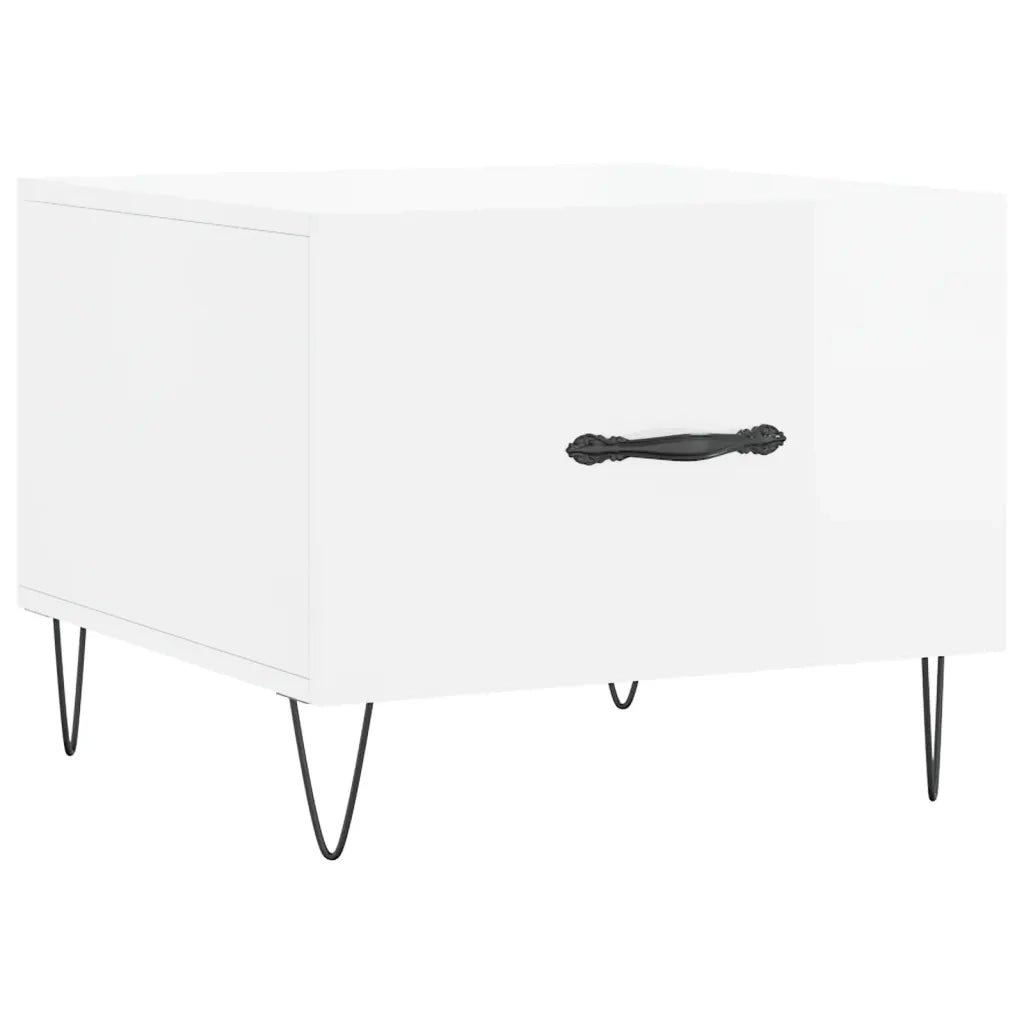 2 pz Tavolini salotto | Tavolino da caff¨¨ | Tavolino da Soggiorno Bianco Lucido 50x50x40cm Legno Multistrato