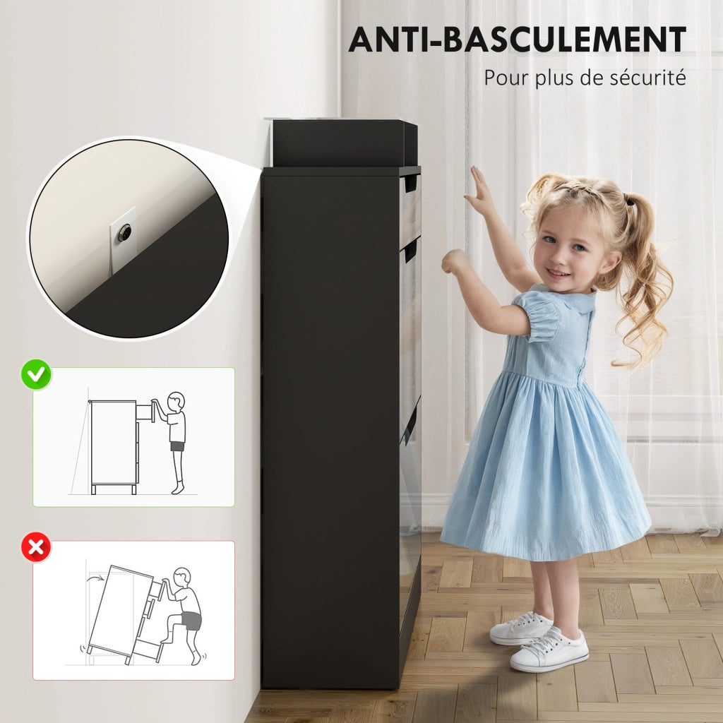 Armadio Scarpe con Cassetti e Ripiano ¨C zephmum ¨C Nero 89x23x96