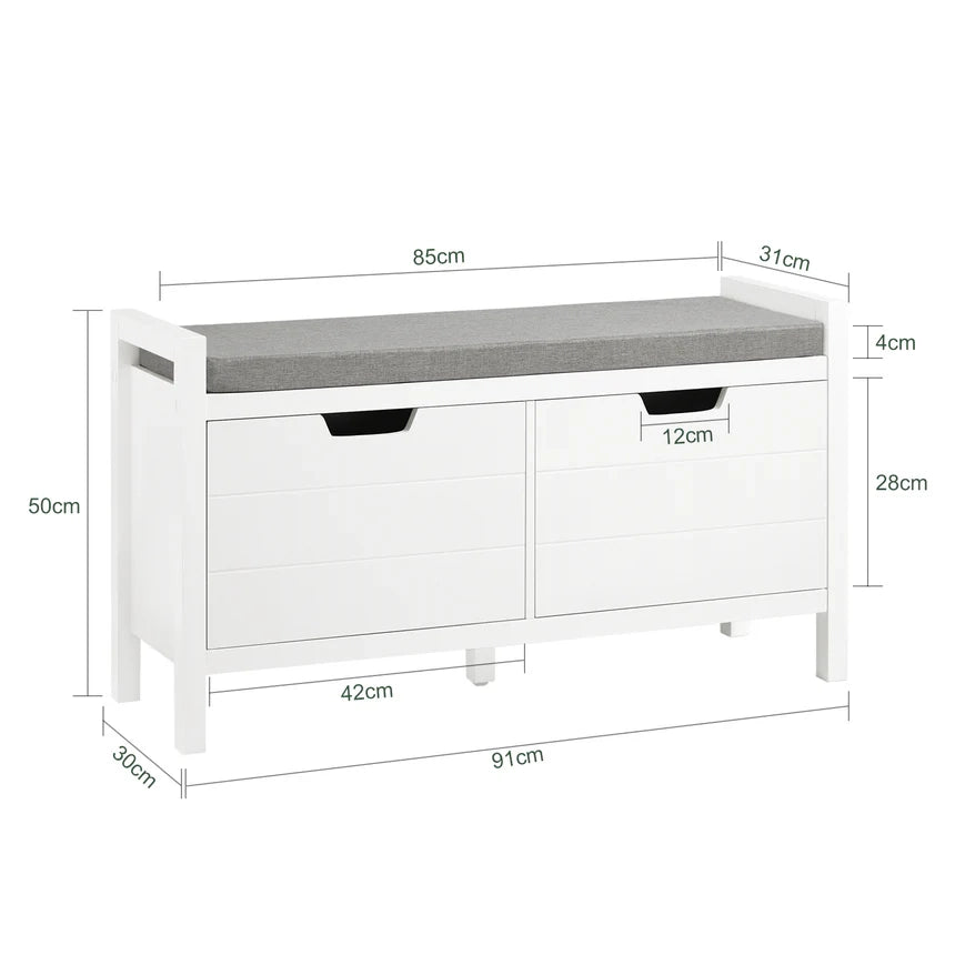 SoBuy Panca scarpiera 91x31x50cm FSR63-II-W