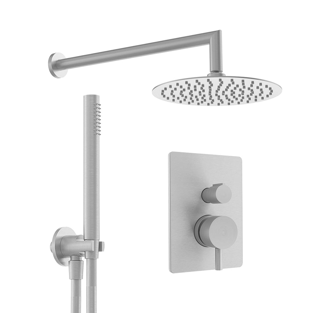 Sistema doccia 2 vie, soffione d=250 e doccino nickel spazzolato | Katharine