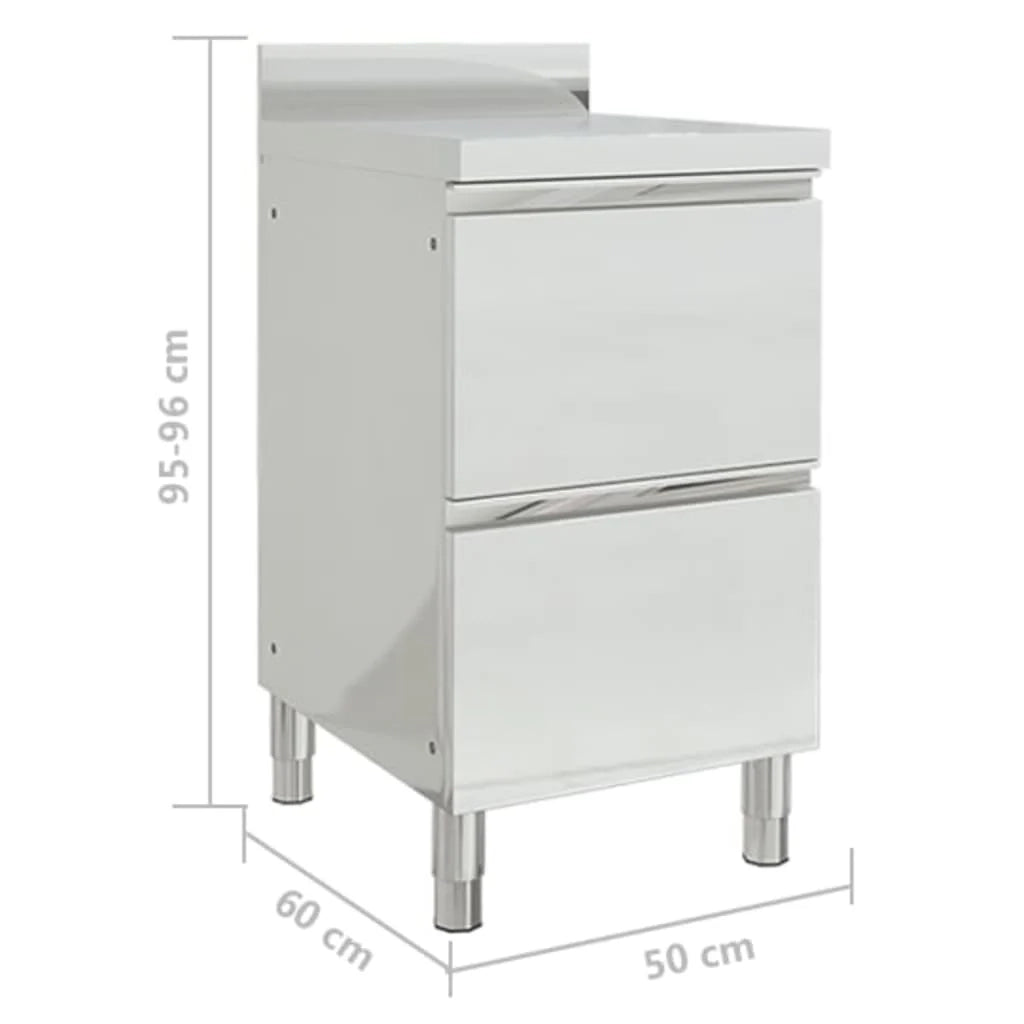 Set di 2 mobili da cucina commerciali da 96 cm con 2 cassetti in acciaio inox 02_0000007
