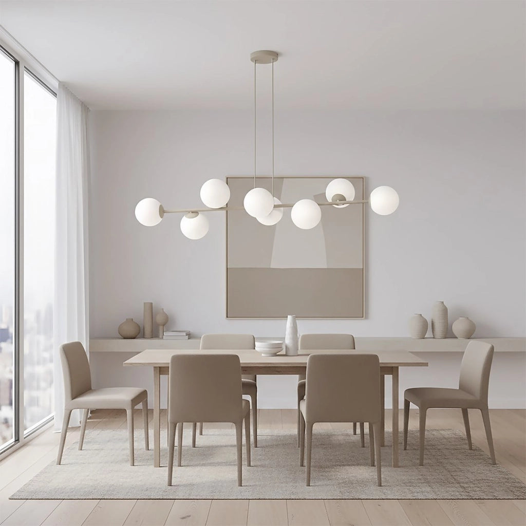 Lampada a sospensione Magnus in acciaio moka e vetro opalino