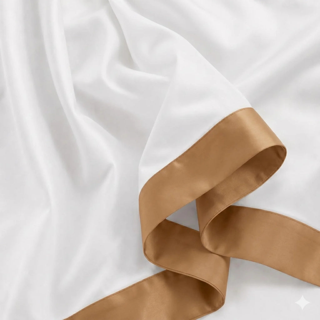 Set Lenzuola Letto Una Piazza e Mezza 100% Cotone | Lenzuolo Piano 190x295 cm, Lenzuolo con Angoli 130x200 cm e 1 Federa Coordinata | Lenzuola con Balza Decorativa in Raso Beige