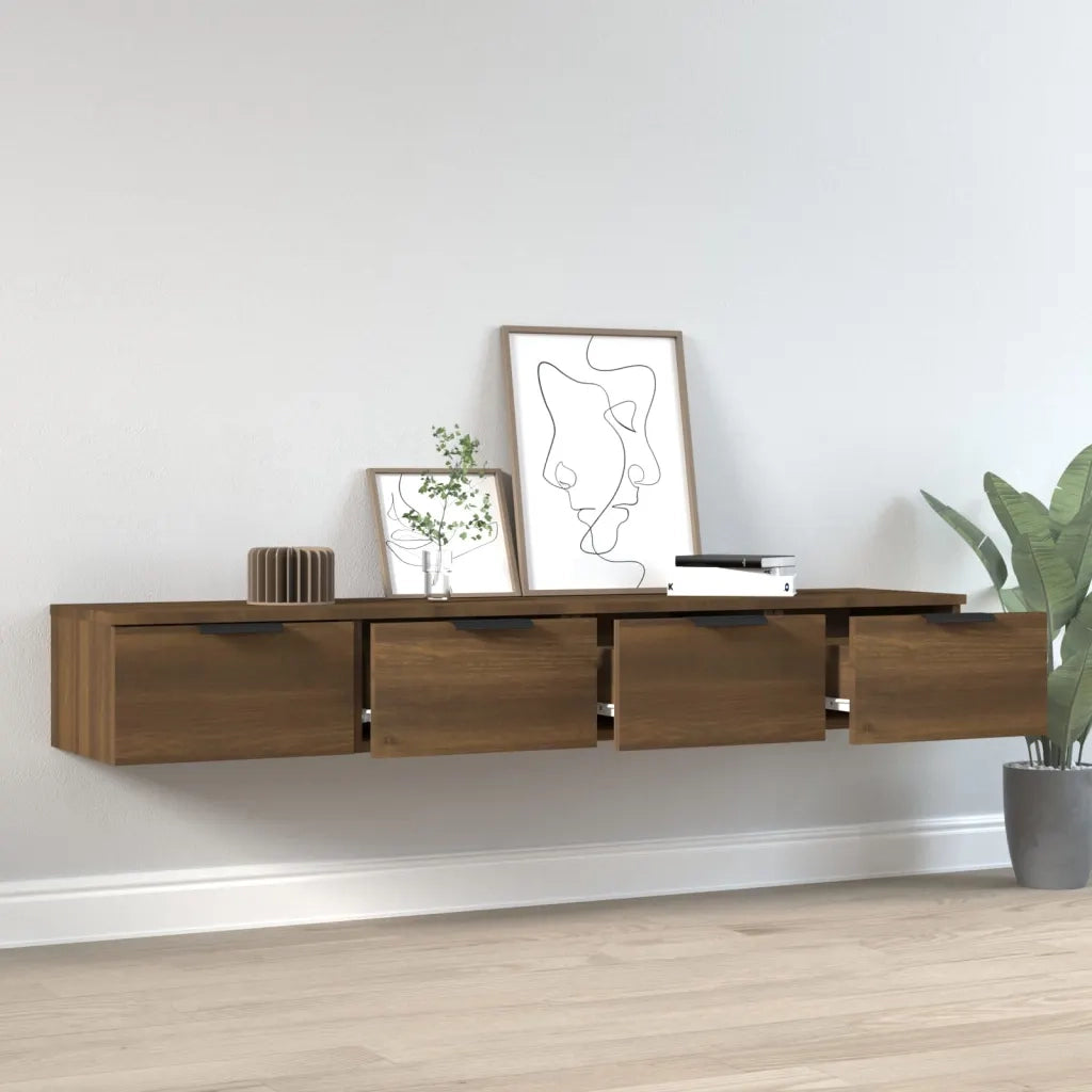 Mobili Pensili 2 pz Marrone Rovere 68x30x20cm Legno Multistrato cod mxl 32807