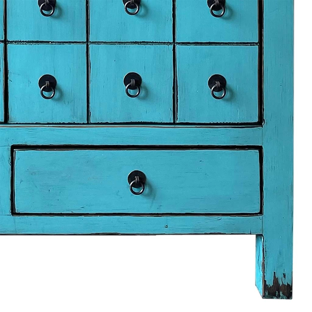 Armadio in legno blu fatto a mano, dimensioni 102x42x120 cm
