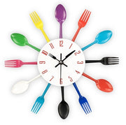 Cronografo in acciaio inossidabile per la cucina - orologio da parete per la cucina con forchette, cucchiai, spatole disegno per l'arredamento della cucina interno ed esterno