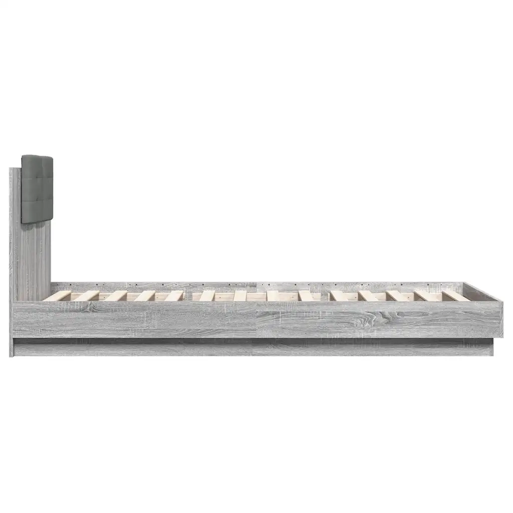 Giroletto con Testiera-Struttura Letto con testiera Grigio Sonoma 90x200cm Legno Multistrato 694178