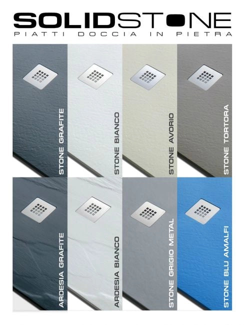 Piatto doccia Semicircolare raggio 55 in pietra SOLIDSTONE alto 2,8 cm - Bianco - Misura: 80x80 x 2,8h