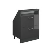 Mobile cucina sottotetto R-Line Antracite lucido/Antracite 60 cm con 2 cassetti Vicco