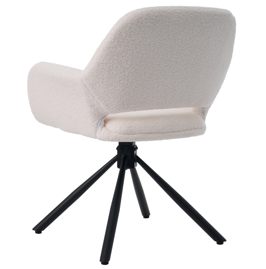Set di 4 sedie girevoli con braccioli in sherpa bianco