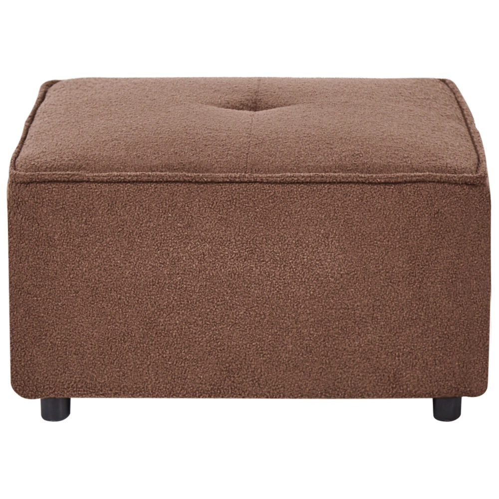 Pouf rettangolare in bouclé marrone stile moderno