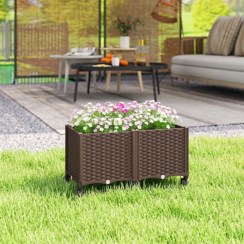 Fioriera da Giardino con Ruote e Drenaggio ¨C zephmum ¨C 80x40x43 cm Marrone