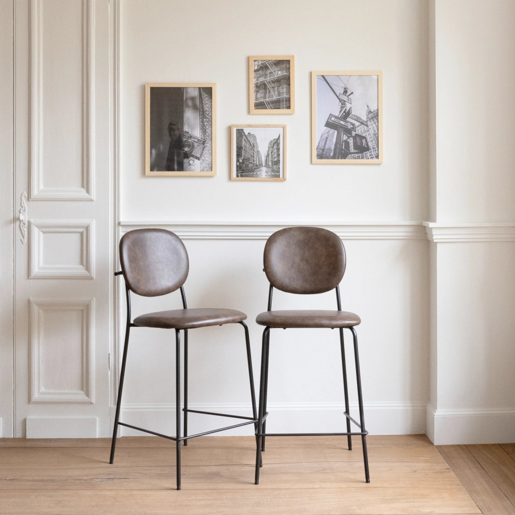 Set di 2 sgabelli da bar EDMOND in similpelle marrone