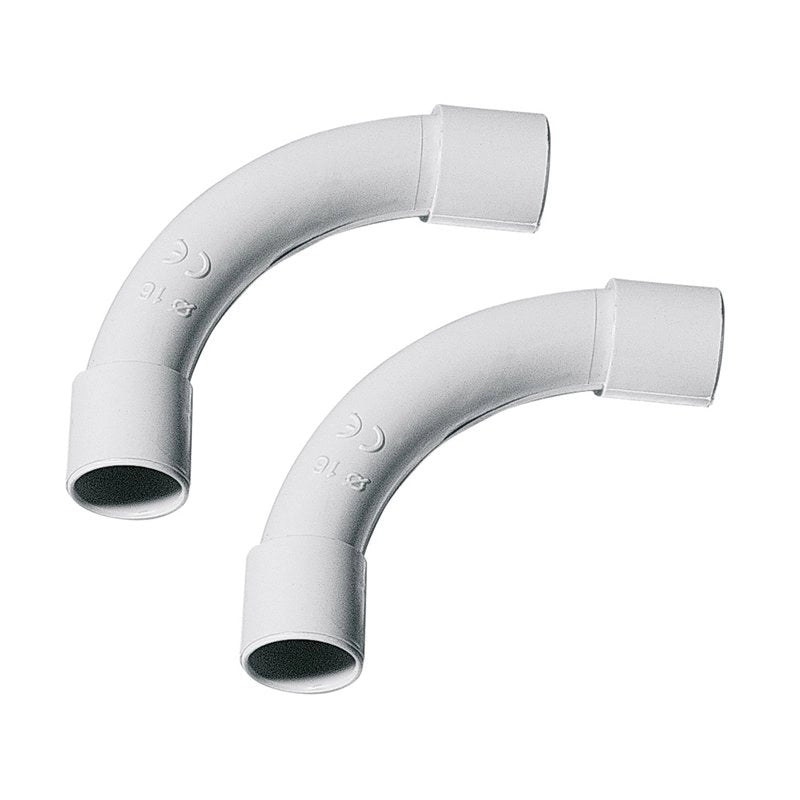 2 PZ Raccordi Tubo a Tubo Curvi Semplici 90° per Tubo Rigido 16mm IP40