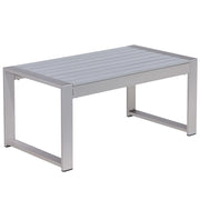 Tavolino da esterno in alluminio grigio chiaro 90 x 50 cm struttura in metallo piano sintetico moderno minimalista
