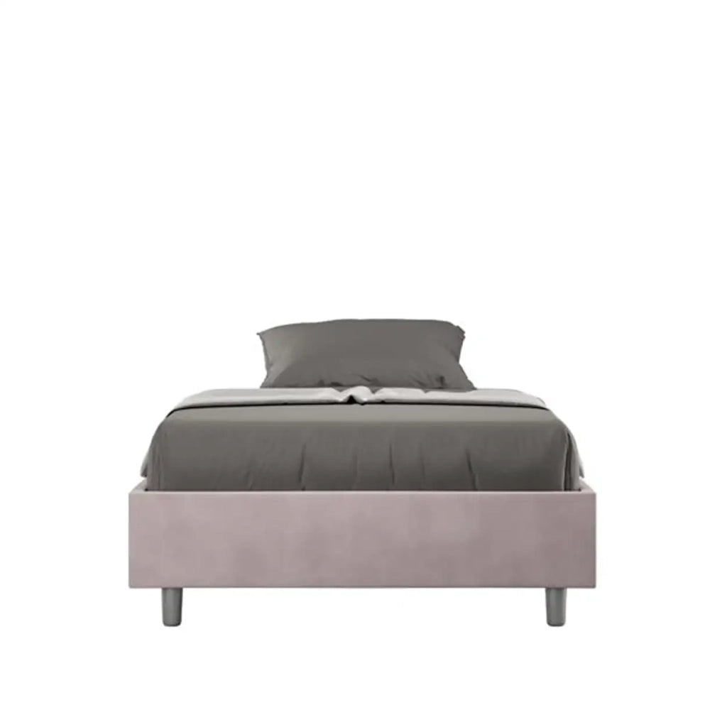 Letto una piazza e mezza senza rete imbottito 120x190 microfibra glicine Azelia